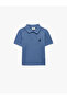 Cotton Short Sleeve Polo Collar T-Shirt with Embroidery Detail