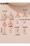 Pack of 6 - Pink and Gold Charm Earrings - 6