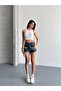 Trend Special Design Tint Washing Laser Detail Frayed Denim Jean Shorts - 3