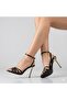 (Park Moda) Women's Heeled Sandals with Ribbons Black - 4