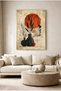 Boho Style Women's Silhouette and Glass Painting with Antique Vase - Gold Metal Framed Home, Business, and School Painting - 2