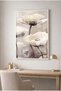 Beige and Cream Abstract Floral Glass Painting - White Metal Framed Art for Home, Office, and School