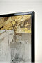Gold Foil and Black, Beige Toned Glass Table - Black Metal Framed Table for Home, Business, and School - 4