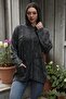 Women's Hooded Front Single Pocket Ethnic Cotton Sweater - 2
