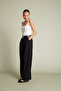 Belted Pleated Pants Black - 2