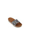 Ethnic Patterned Silver Crystal Stone and Straw Detailed Women's Slippers