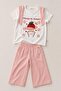 Girl's Strawberry Printed Wide-Legged Suit