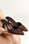 Brown Suede Slippers with Open Back and Pointed Toe, 5cm Goblet Heels, New Season - 4