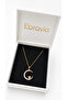 Stylish Steel Non-Tarnish Necklace with Moon and Star Pattern and Stones - 2