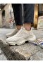 Cream Suede Laceless High Sole Men's Sneaker Boots - 6