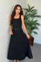 Women's Square Neck A-Line Elegant Midi Dress - 4