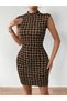 Women's Semi-Turtleneck Sleeveless Print Short Diving Dress - 6