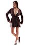 Soft Cotton Women's Beach Dress - Long Sleeve Mini Kimono Pareo - 4