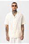 Embroidery Detailed Pocketless Oversize Short Sleeve Linen Shirt - 5