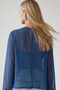 Women's cobalt blue boat neck cape cut flowy cuffed chiffon blouse alc-x15529 - 5