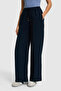 Women's Navy Blue Canvas Trousers 50321973-Vr033 - 5