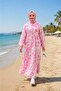 Women's Buttoned Patterned Modal Fabric Pink Dress - 5