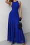 Women's Skirt with Tulle Detail, Crew Neck, Asymmetrical Flared Detail, Long Formal Wedding Dress - 5