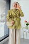 Premium Collared Blouse with Flounce Detail – Oil Green - 5