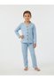 Girl's Blue Color Long Sleeve Shirt Pajama Set - 2