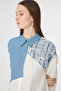 Asymmetrical Patterned Detailed Ecru Tunic 1634 - 4