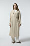 Double-Breasted Collar Belted Brooch Detailed Beige Giy Çık 0373