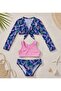 Girl's Daisy Tropical Pattern Pareo Halter Neck Bikini Set 3-Piece Set - 2