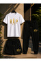 3-Piece Set T-Shirt Shorts Tracksuit Rap Print Unisex