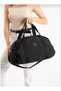 Unisex Large Size Black Colored Crinkle Fabric Sports and Travel Bag with Shoe Section and Cross Strap - 6