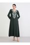 Green Embroidered A-Line Jalabiya - 3