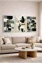 Earth Tones Geometric Patterned Boho 3-Piece Glass Painting Set - White Metal Framed Home and Office Painting - 3
