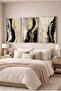 Boho 3-Piece Glass Painting Set with Black and Gold Frames - Silver Metal Framed Home and Office Painting - 2