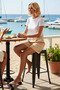 Women's Shorts Regular Fit High Waist Plain Woven Double Pockets Button Closure Tubular Leg City Cut