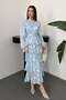 Women's Embroidered Jacquard Fabric Layered Flounce Belted Midi Dress - 2