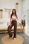 Women's Linen Waist Elastic Tie High Waist Wide Cut Pocket Summer Trousers - 7