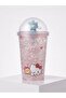 Cute Hello Kitty Glass Cup with Crystal Figure, 450 Ml, Special Design Plastic Water Bottle with Straw for Girls, Flask, Model2 - 3