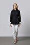 Ewena Regular and Slim Fit Short Sleeve Side Buttoned Mid-Length Women's Shirt & Blouse - Black - 5