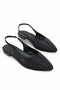 Black Suede Black Stone Women's Ballerinas Pointed Toe Open Back Shoes Stylish Sandals
