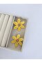 Yellow Colorful Flower Pattern Summer Straw Earrings - 2