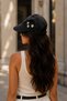 Black Color Women's Visor Hat with Floral Applique, Adhesive Adjustable Summer Hat - 7