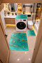 Non-Slip Base Digital Printed 3-Piece Bathroom Mat Set – Washing Machine, Toilet Seat, and Bathroom Rug - 3