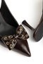 Perla Women's Brown Shiny Leather Bow and Gold Detailed Classic Heeled Shoes - 3