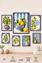 7 Piece Mediterranean Lemon Themed Blue Framed Decorative Mdf Painting Set – Kitchen & Living Room Wall Decoration