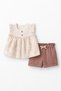 Girls' Lace Detailed Ruffle Blouse and Shorts Summer 2-Piece Set - 2