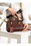 Jesse Vertical Form Silver Buckle Detailed Hand and Shoulder Bag Brown - 3