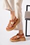 Liona Double Buckle Genuine Leather Women's Sandals Tan Skin - 3