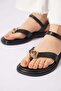 Lensar Women's Sandals with Flip-Flop Buckle, Black - 4