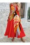 Women's Patterned Single Jersey Maxi Dress with Rope Strap and V-Neck - 2
