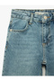 Loose Fit Denim Shorts with Cotton Print Detail - 5