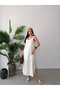 Ecru Adjustable Strap Lined Muslin Dress - 2